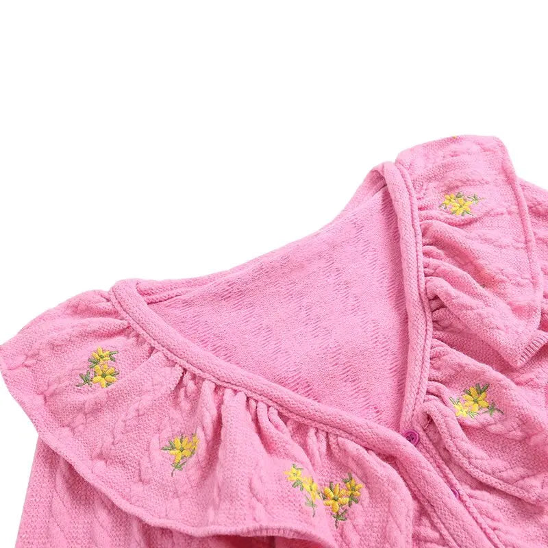 WOMAN 2026 Summer New Style Casual Fashion Stacked Eight Strand Weaving Flower Embroidery Knitwear Retro Women&