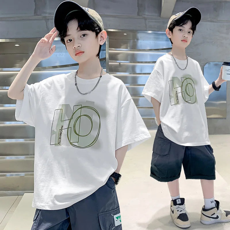Kids Clothes T Shirt Summer Boys Girls Color Block Gradient Short Sleeve T Shirt Tops Children&