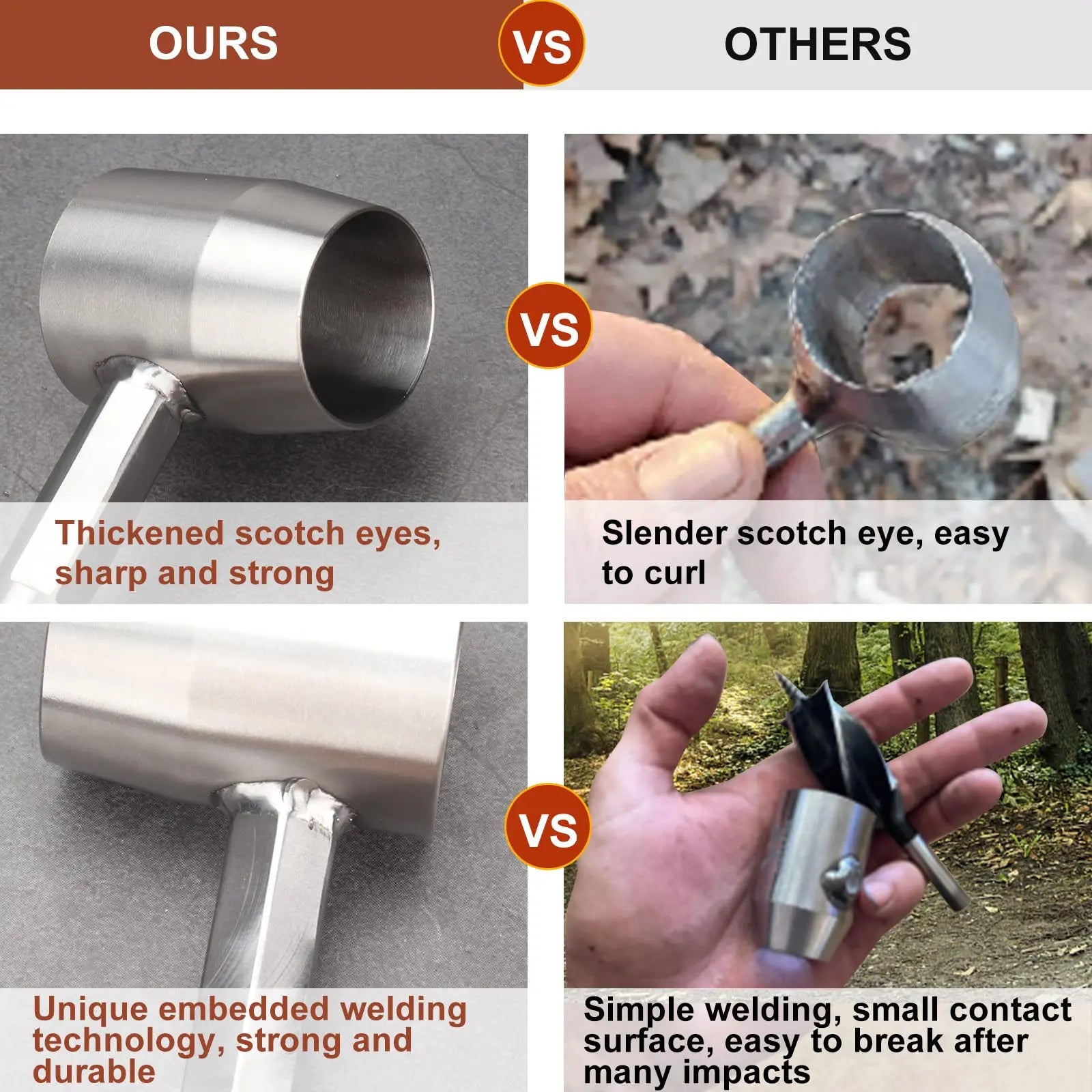 Hand Auger Wrench Outdoor Survival Settlers Punch Tool Wood Drill Peg and Manual Hole Maker Multitool Outdoor Wood Punch Tools