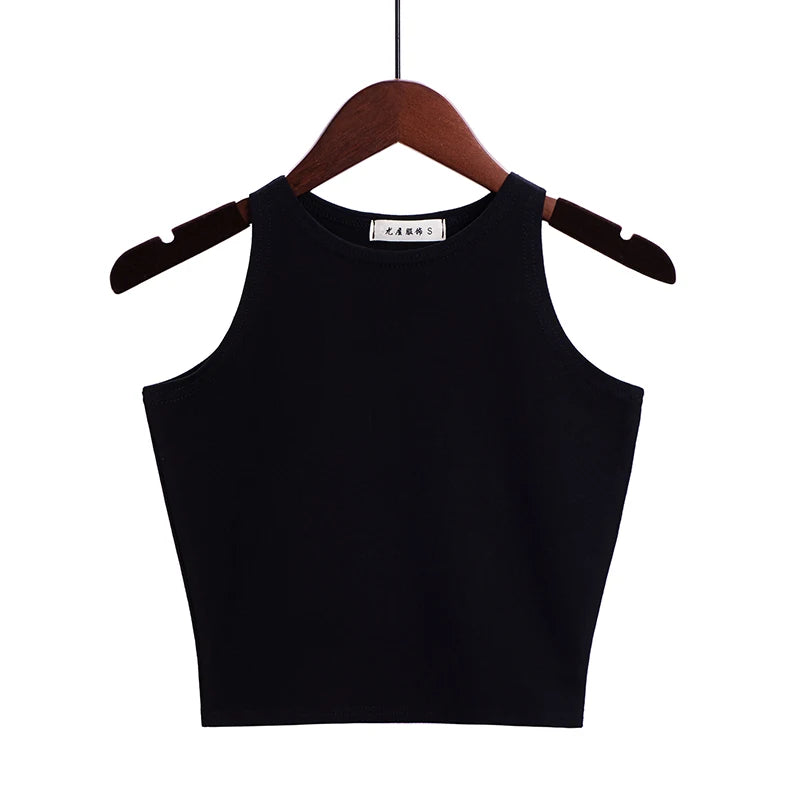 Fashion 2022 New Women Sexy Cotton Crop Top Crop Bustier Multicolor Sleeveless Cropped Blusas Vest Tank Top Camisole 14 Colors