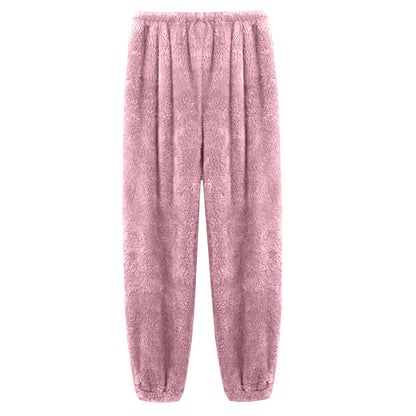 Pajamas Pants For Women Warm Winter Solid Color Sleepwear Pyjamas Plush Pants Women Nightwear Fashionable Home Wear
