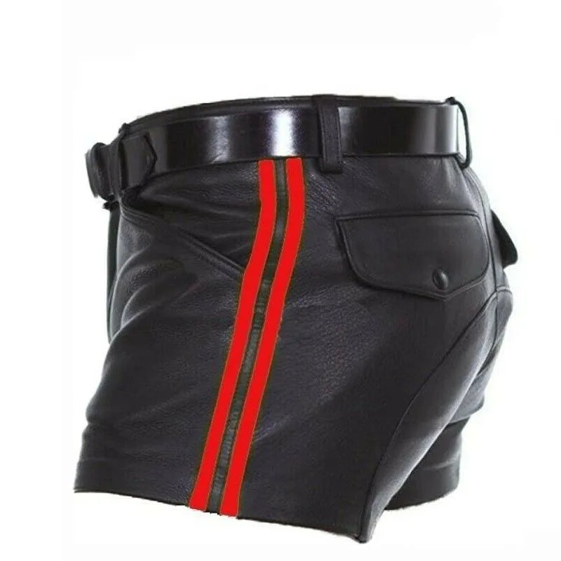 Men PU Shorts Casual Solid Large Size Loose Faux Leather Fashion Mens Street Summer Spring Versatile Trend Club Punk Style Pants