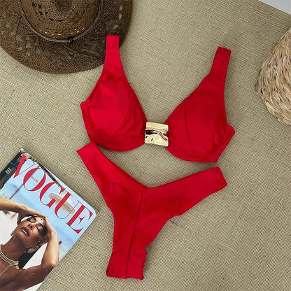 Push Up Swimwear Women Swimsuits 2025 Sexy Brazilian Bikini Set Thong Micro Biquini Female Bathing Suit Solid Beachwear