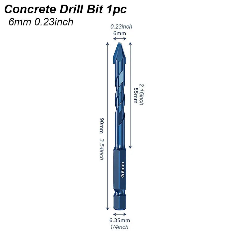 Masonry Concrete Spiral Drill Bit Eccentric for Glass Ceramic Tile Brick Plastic Wood Mason Hard Alloy Wall Hole Cutter Saw Blue