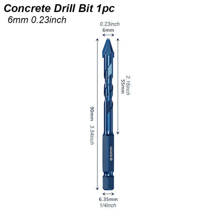 Masonry Concrete Spiral Drill Bit Eccentric for Glass Ceramic Tile Brick Plastic Wood Mason Hard Alloy Wall Hole Cutter Saw Blue