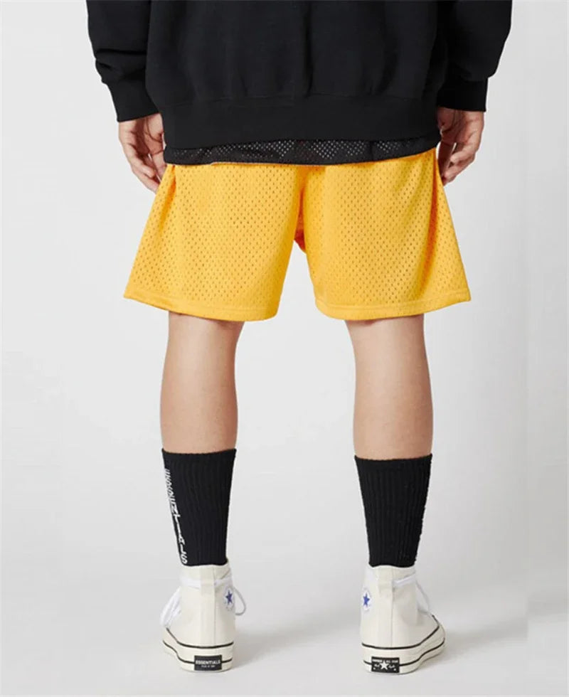 Summer Beach Shorts Plain Gym Shorts Mens Mesh Quick Dry Breathable Basketball Shorts Man Bodybuilding Fitness Shorts