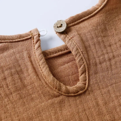 Casual Children Clothing Boys Outfit Set Solid Color Cotton Linen Short Sleeve Tops Shorts 2 PCS Summer Kids Clothing 1-7 Years