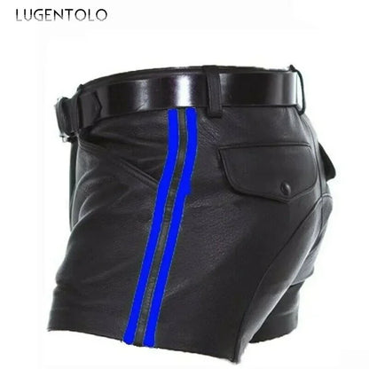 Men PU Shorts Casual Solid Large Size Loose Faux Leather Fashion Mens Street Summer Spring Versatile Trend Club Punk Style Pants