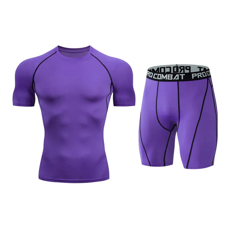 Gym Tight Training Clothing Workout Jogging Sports Set Fitness Men&