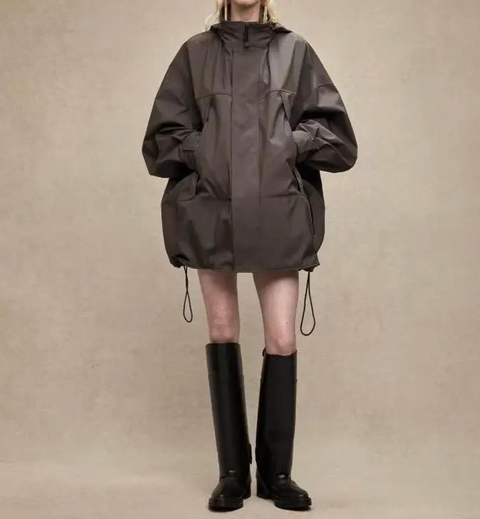 Women Fashion 2025 Fall / Autumn Water proof Elastic adjustable waist Female Jacket and Coat