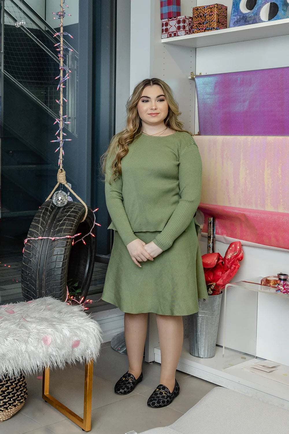 Fashion Women Knitted Clothes Set Femal Knitting Tops Skirts Woman Autumn Winter Knit Outfits Clothing