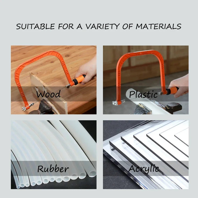 Adjustable Woodworking Saw Coping Saw With 5 Sawblade For Wood Bow DIY Tools Woodwork Wire Frame Saw Blade Cutting Hand Tool