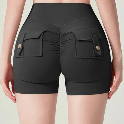 Sports shorts, no embarrassing lines, quick-drying, peach butt lift, cargo style, yoga and fitness pants.