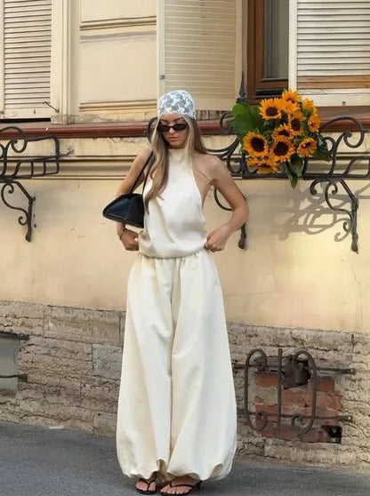 Women High Waist Wide Leg Linen Blend Casual Palazzo Pants