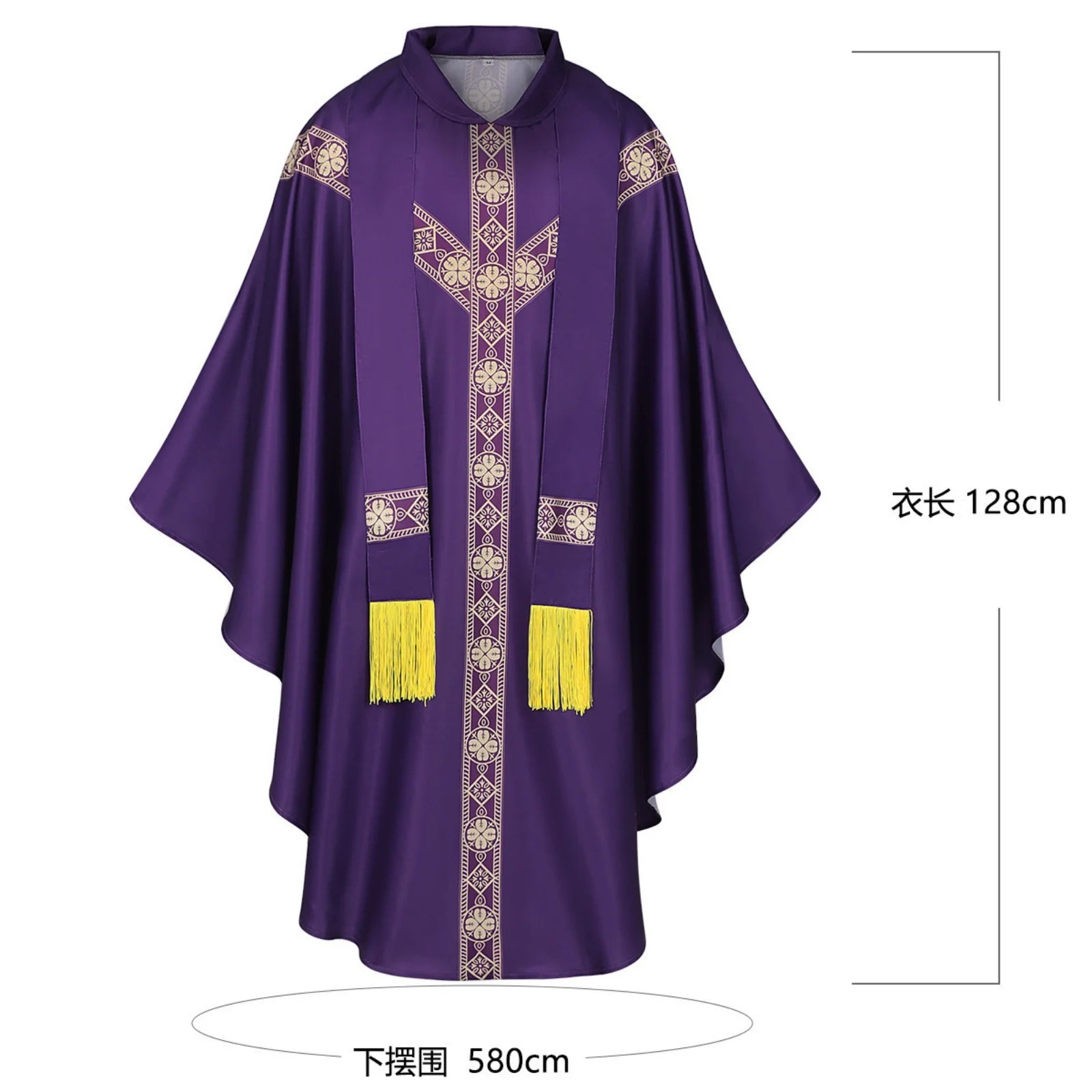 Men Catholic Church Priest Chasuble Embroidered Liturgical Robe Clergy Robe For Mass Prayer Costume Medieval Muslim Costume
