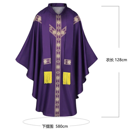 Men Catholic Church Priest Chasuble Embroidered Liturgical Robe Clergy Robe For Mass Prayer Costume Medieval Muslim Costume