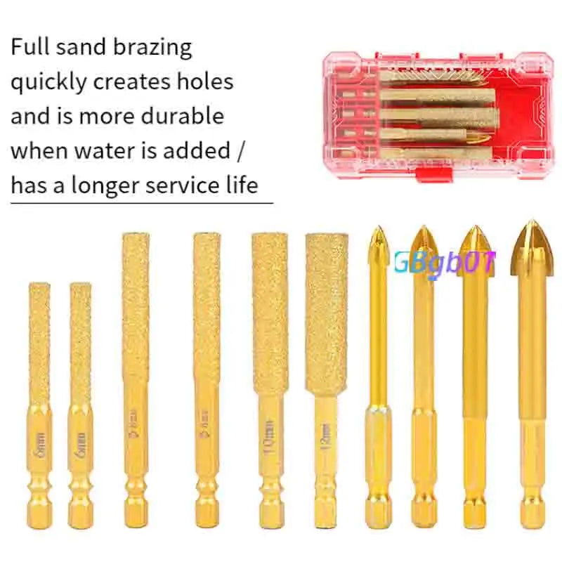 Brazed Diamond Drill Bit - Dry Drilling, No Water Needed - Multi-Function Grinding &amp; Trimming - Glass/Concrete/Tile Hole Cutter