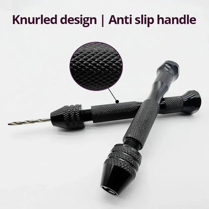 Mini Tool Set with Black Hand Twist Drill 10Pcs Fried Dough Twists Drill for Woodworking Drilling Rotary Wood Holes Tools