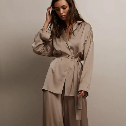 Silk-like Sleepwear Set Women&