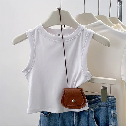 2026 Tank Top For Women Ribbed Down Sleeveless Blouse Solid Color Casual Women&