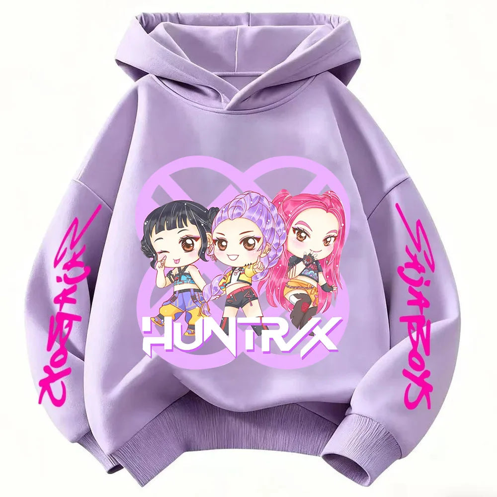 Hoodie for kids from the popular Korean K-pop series "Demon Hunter" 2026,for boys and girls,warm hooded clothing for winter/fall