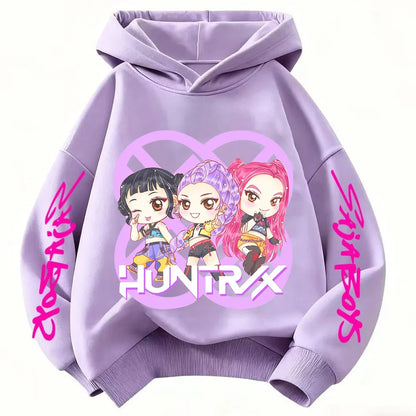 Hoodie for kids from the popular Korean K-pop series "Demon Hunter" 2026,for boys and girls,warm hooded clothing for winter/fall