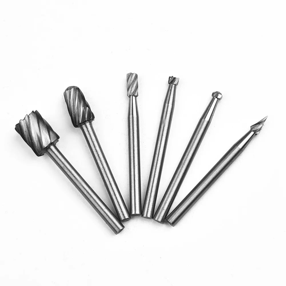 6Pcs Rotary Drill Bits Carbide Milling Cutter Rotary Tool Cut Dremel Tools Wood Metal Carving