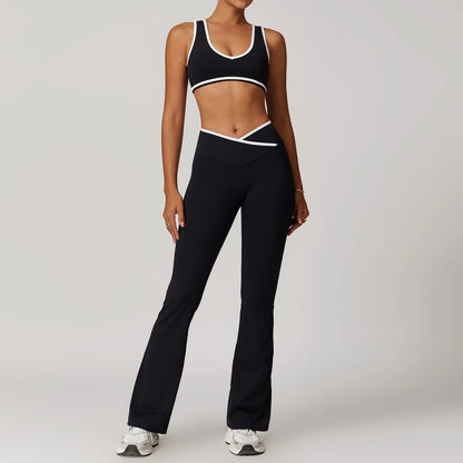 Women Gym Clothes Yoga Suits High Waist Two Piece Set Gym Leggings Yoga Sportswear Fitness Vest Crop Top Tracksuits Sports Bra