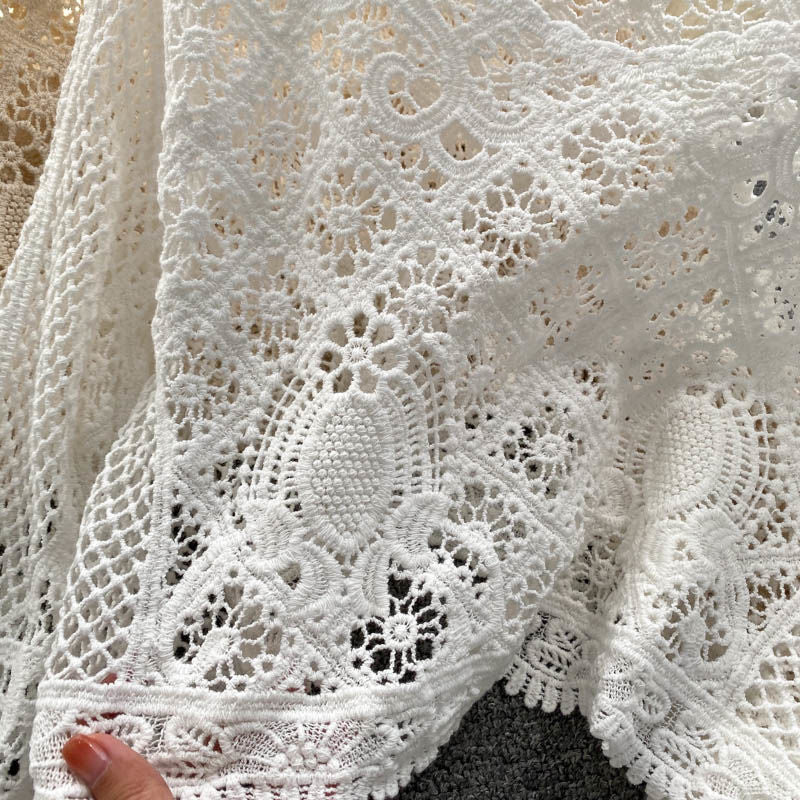 Blouses Women Retro Hollow Out All-match Sweet See-through Leisure Summer Sun-proof Korean Style Female Slim Crop Bohemian Ins
