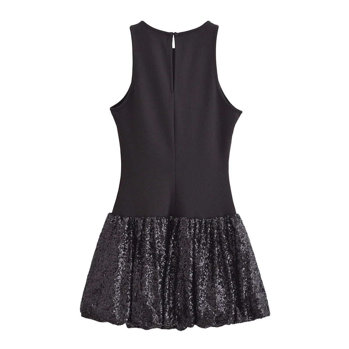 Fashion Party Dress for Women Fashion Autumn Winter New Round Neck Sleeveless Sequined Patchwork Chic Female Evening Clothing