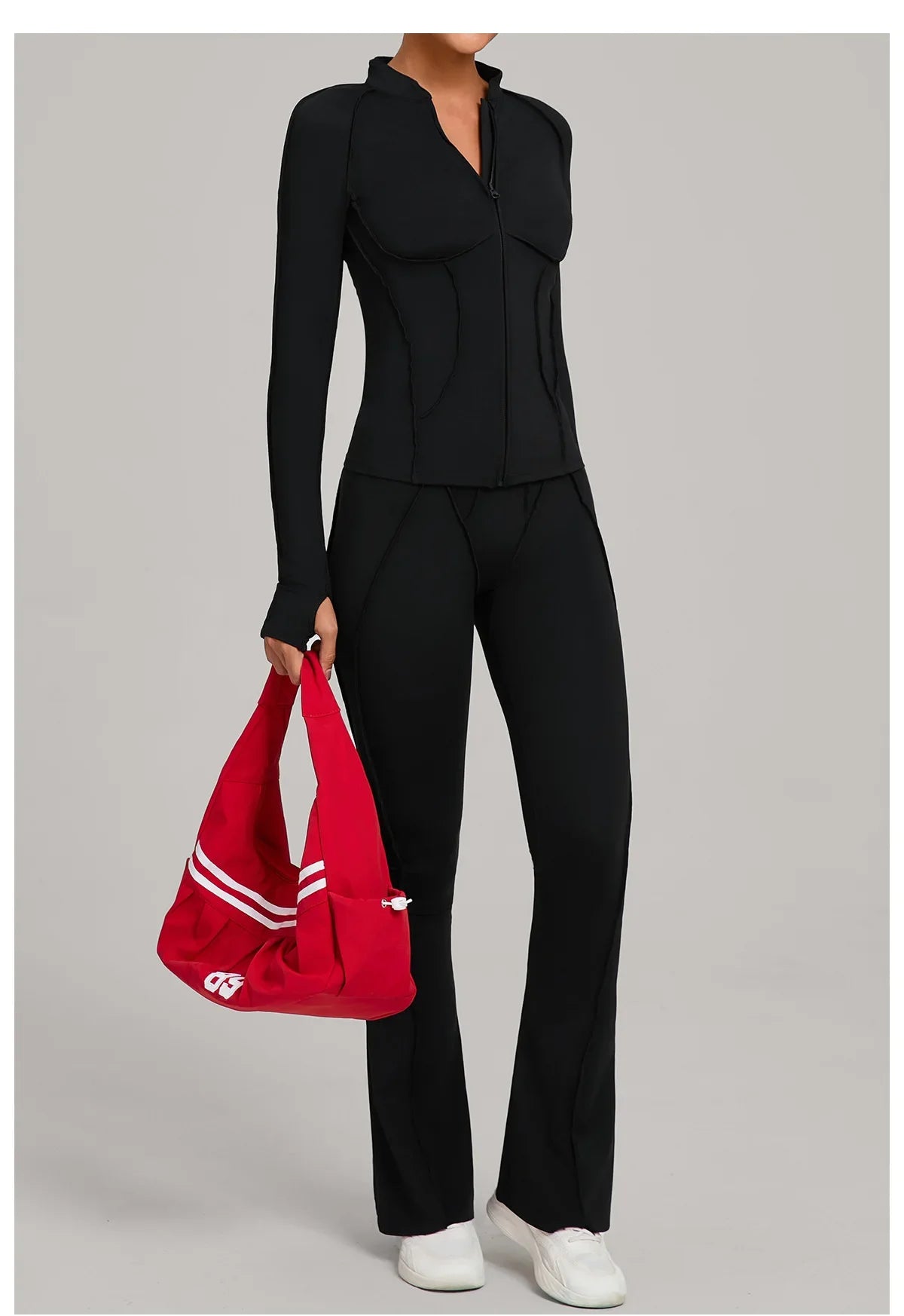 New Gym Yoga Outfit for Women Zipper Long Sleeve Fitness Suit Daily Casual Running Fitness Sportswear Two-Piece Sets Coat+Pants