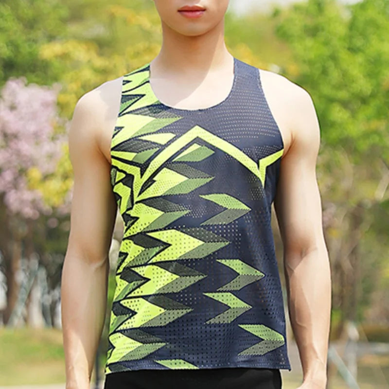 2025 Summer Running Tank Tops For Men Outdoor Sports Fitness Bodybuilding Sleeveless Vest Loose Round Neck Quick Drying Clothing
