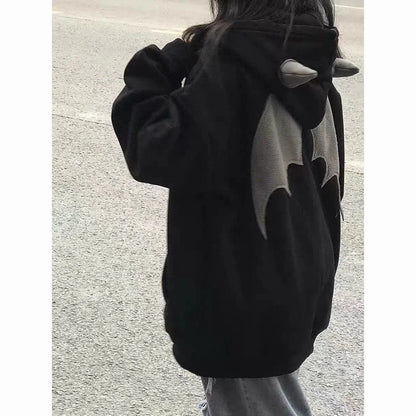 Hoodies Devil Women Men Dark Style Vintage Harajuku Hoody Zip Up Sweatshirt Hip Hop Streetwear Y2k Aesthetic Grunge Cardigan