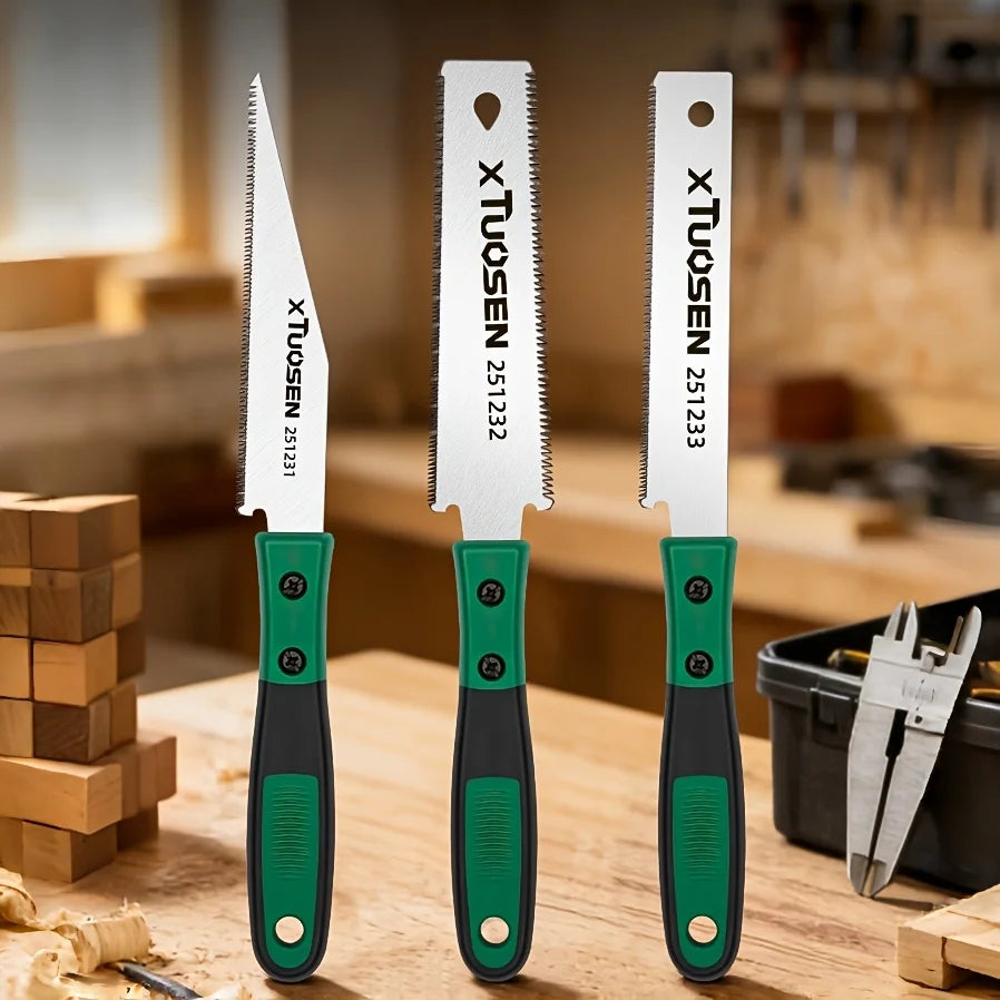 Three-piece or single-piece Japanese saws, hardwood fine-toothed saws，portable cutting tools with anti-slip wooden handles