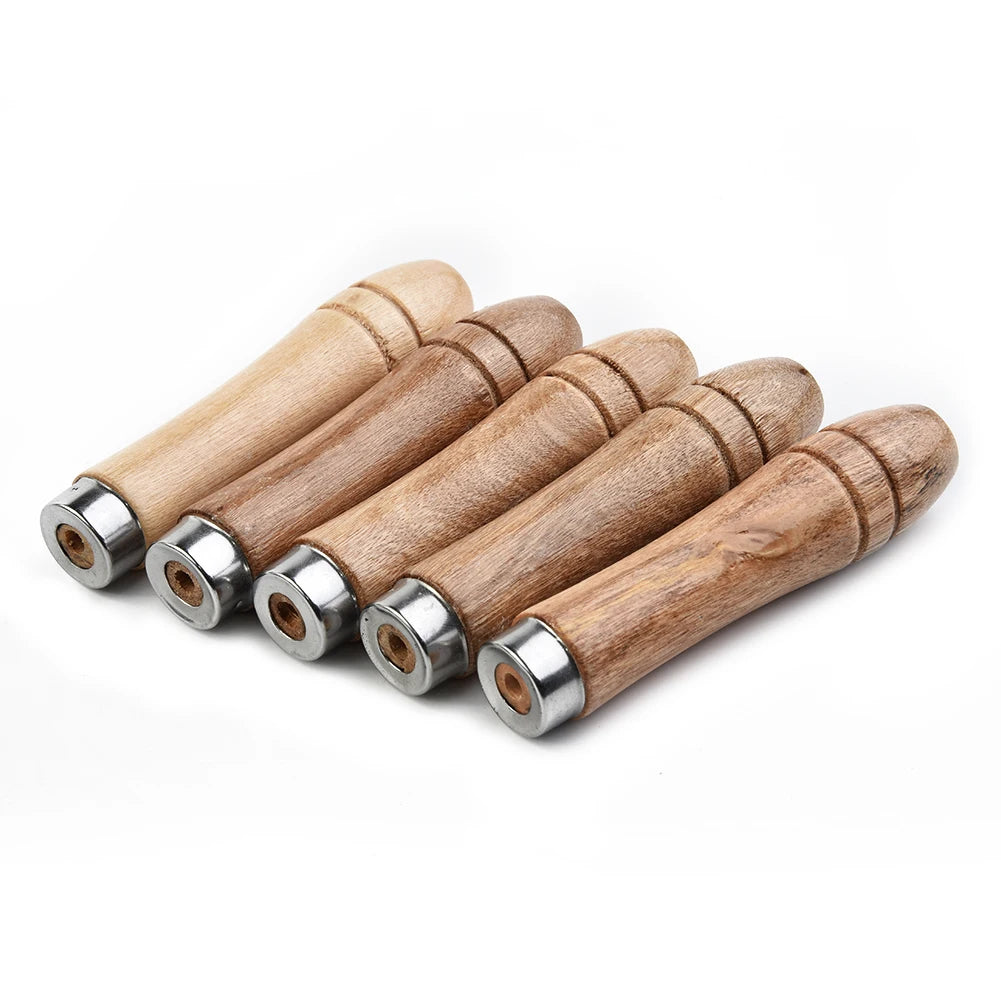 5PCS Wooden Files Handle Hand Tools Handle Wood Replacement Accessories Woodworking File Handle Screwdrivers Hand Drills Handles