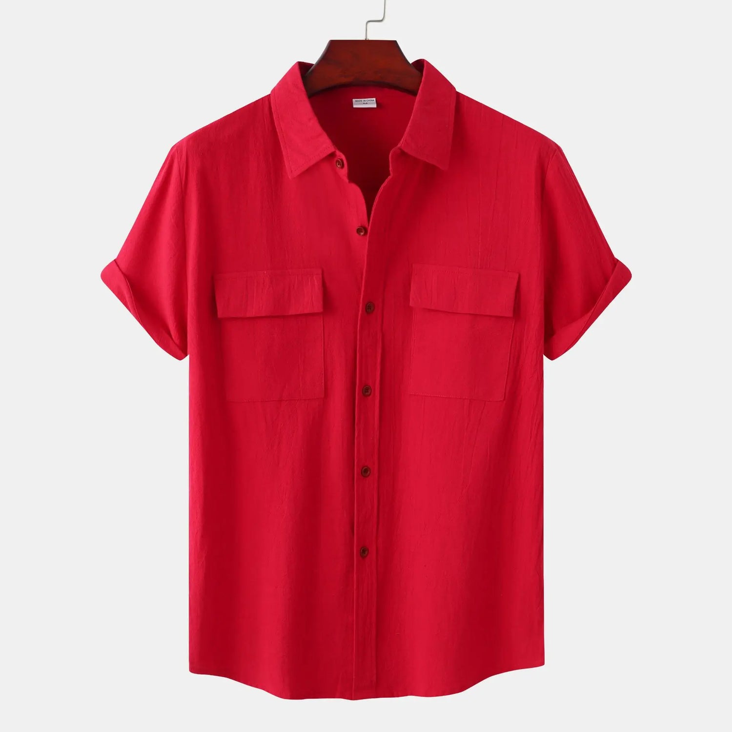 Turn Down Collar Men Shirts Solid Short Sleeve Shirts Single Breasted Casual Shirt Buttons Cardigan Sports Loose Breathable