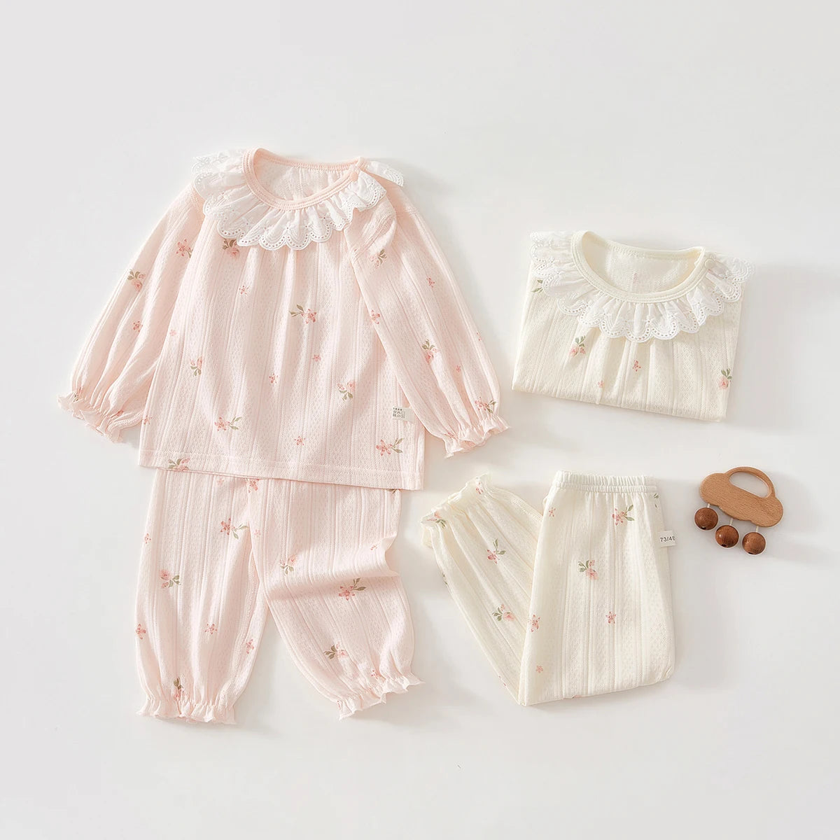 Baby Clothes Summer Outfit for Girls, Class A, 6-12 Months, Infant Air-Conditioned Clothing, Two-Piece Set, Summer Thin Fiber 80