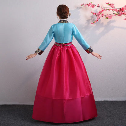 Hanbok for Women Korean Traditional Costume Minority Palace Performance Court Clothes Flower New Year Wedding Party Dance Dress