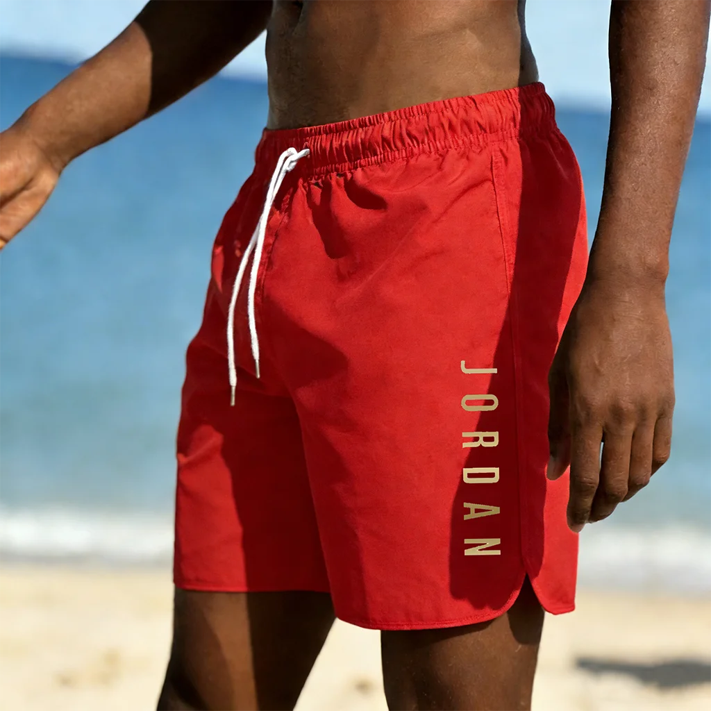Summer sunshine beach shorts, summer swimming, fitness, fast drying breathable shorts, drawstring tied beach shorts