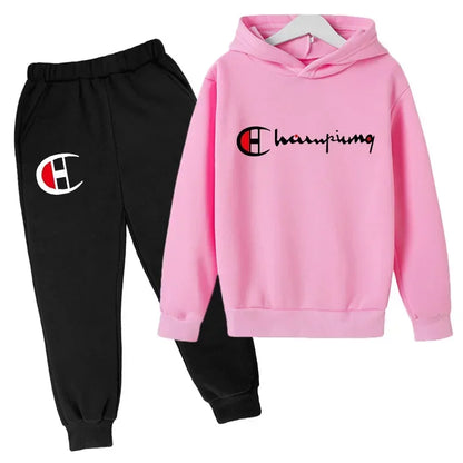 Hooded Hoodies Sweatshirts Sets Teenagers Fashion Groups of Pants Child SuitAutumn/winter Kids Clothing for Girl Boy Children&
