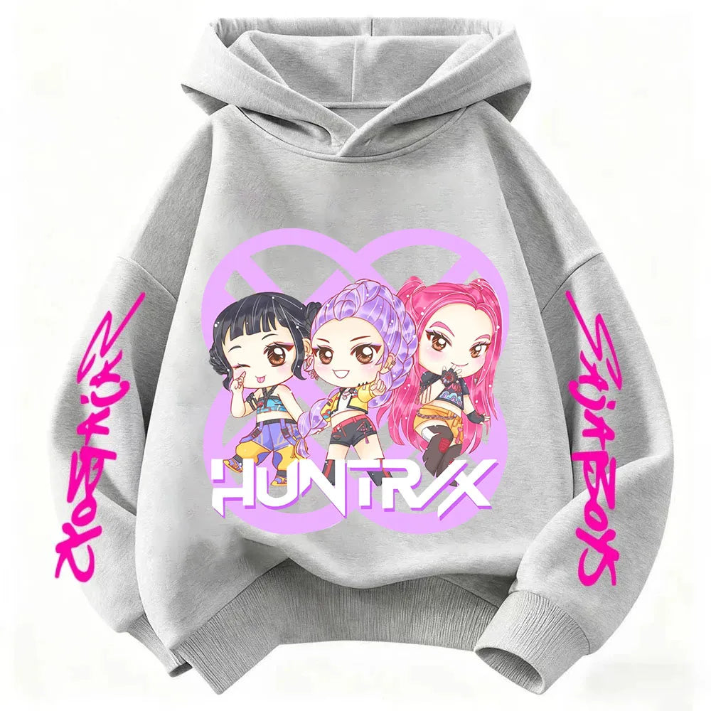 Hoodie for kids from the popular Korean K-pop series "Demon Hunter" 2026,for boys and girls,warm hooded clothing for winter/fall