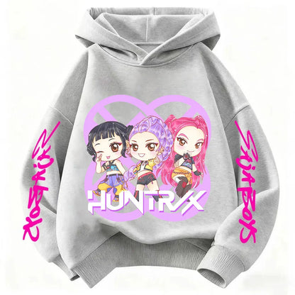 Hoodie for kids from the popular Korean K-pop series "Demon Hunter" 2026,for boys and girls,warm hooded clothing for winter/fall