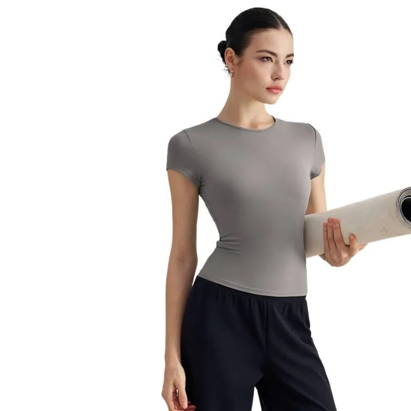 Women Sports Top Gym Clothes Woman Yoga Wear Slim Fit Short Sleeve T Shirt Summer Breathable Running Training Naked Feeling