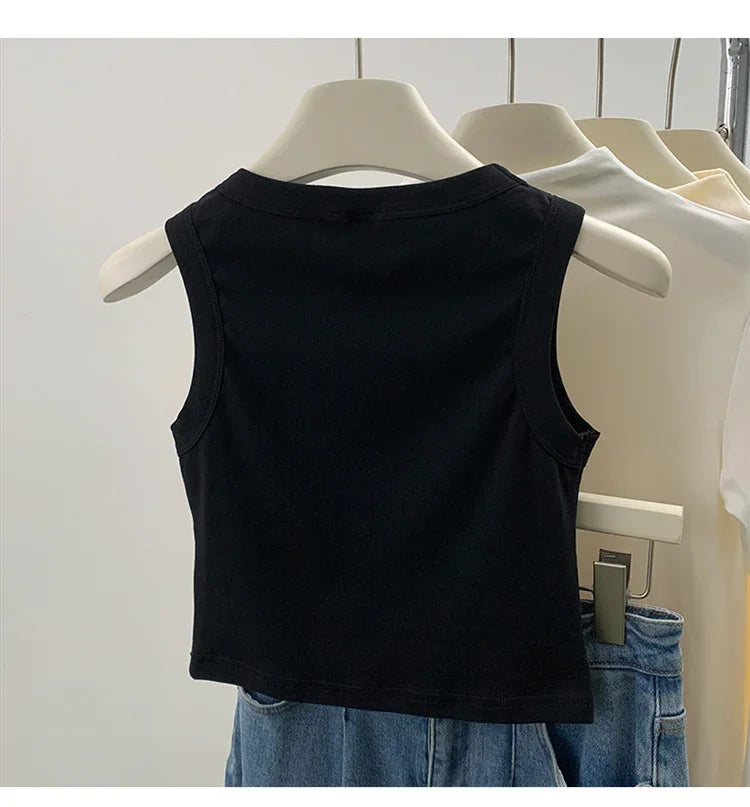 2026 Tank Top For Women Ribbed Down Sleeveless Blouse Solid Color Casual Women&