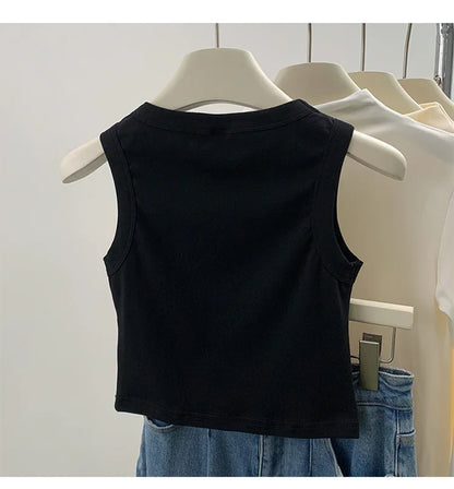 2026 Tank Top For Women Ribbed Down Sleeveless Blouse Solid Color Casual Women&