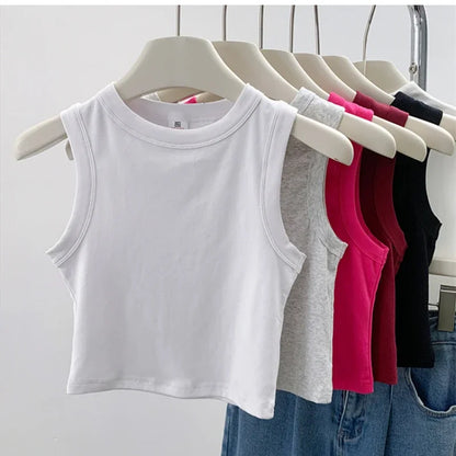 2026 Tank Top For Women Ribbed Down Sleeveless Blouse Solid Color Casual Women&