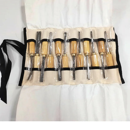 NEW 12pcs Woodworking Chisel Manual Wood Chiseling Wooden Handle Gouges for Carving Wood Carpenter DIY Carving Knife Hand Tools