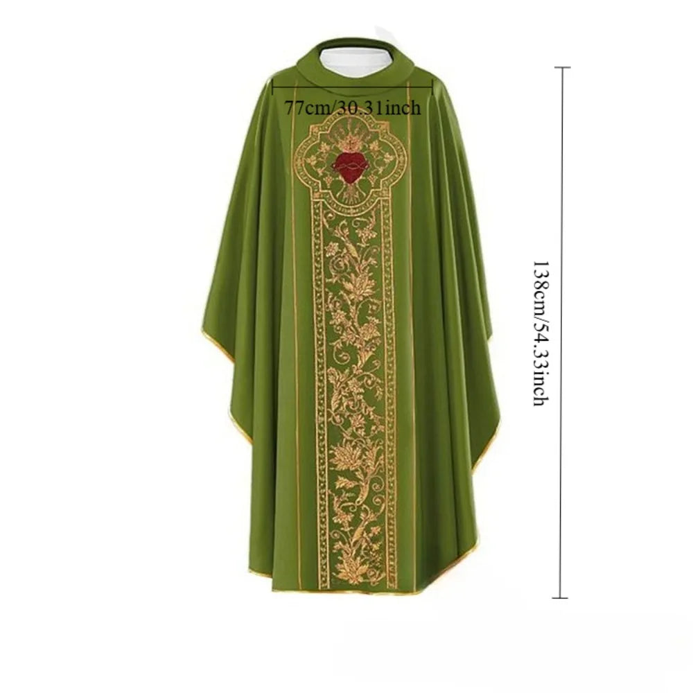 Adult Men Religious Priest Costume Cross Print Robe Cloak Church Clergy Monk Cape Gown