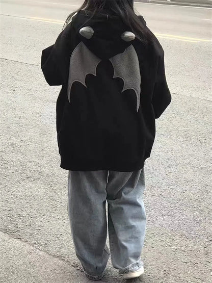 Hoodies Devil Women Men Dark Style Vintage Harajuku Hoody Zip Up Sweatshirt Hip Hop Streetwear Y2k Aesthetic Grunge Cardigan