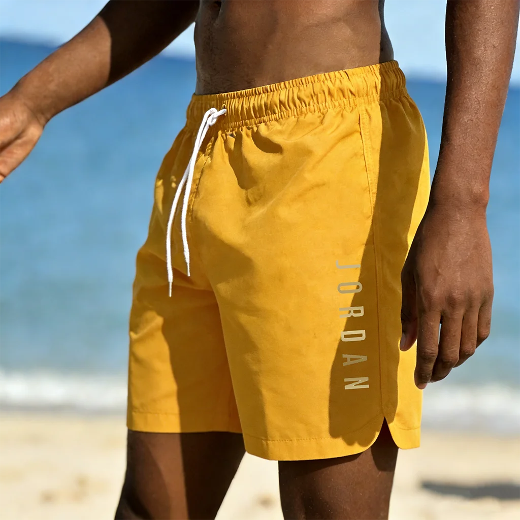 Summer sunshine beach shorts, summer swimming, fitness, fast drying breathable shorts, drawstring tied beach shorts